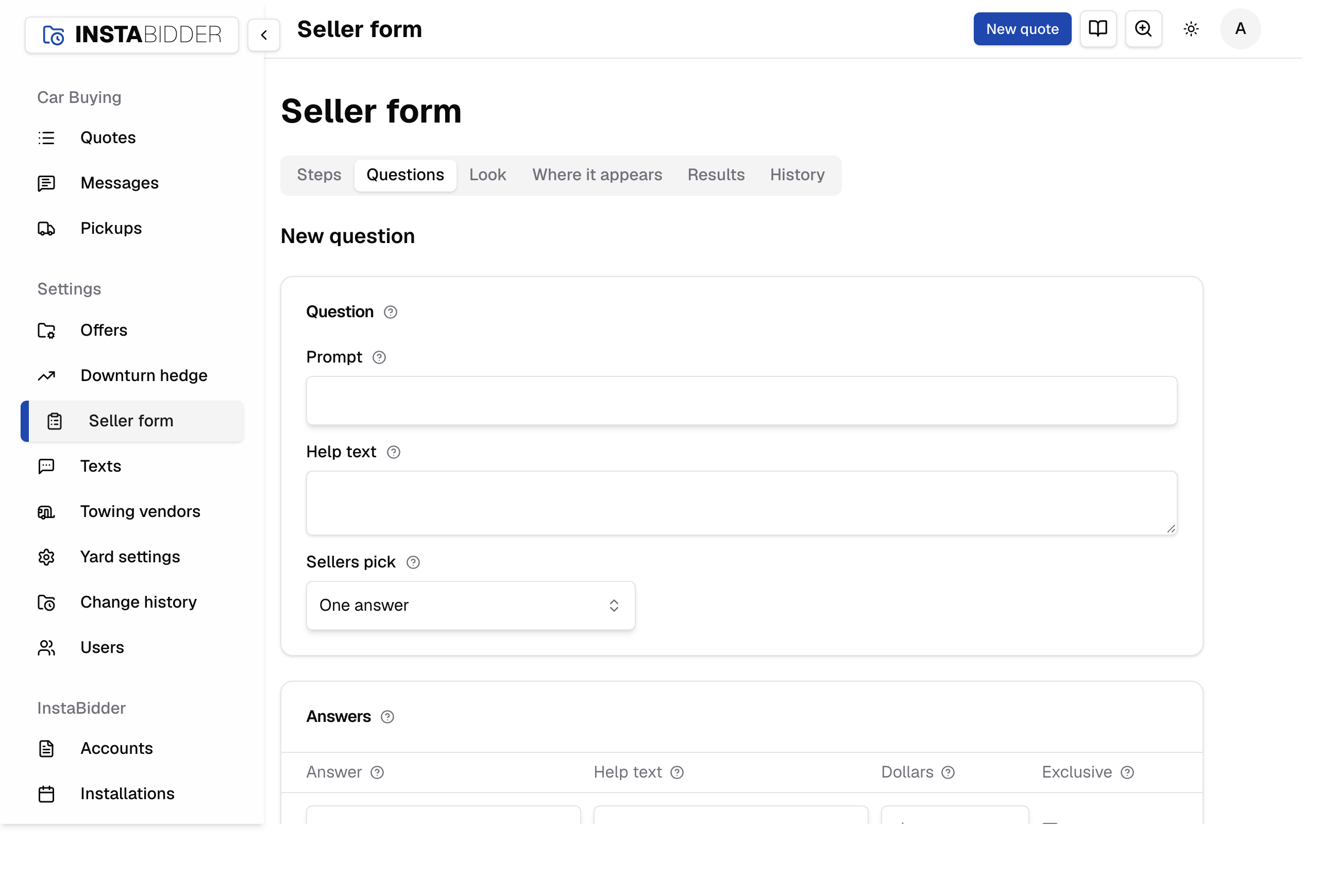 A new question in the editor