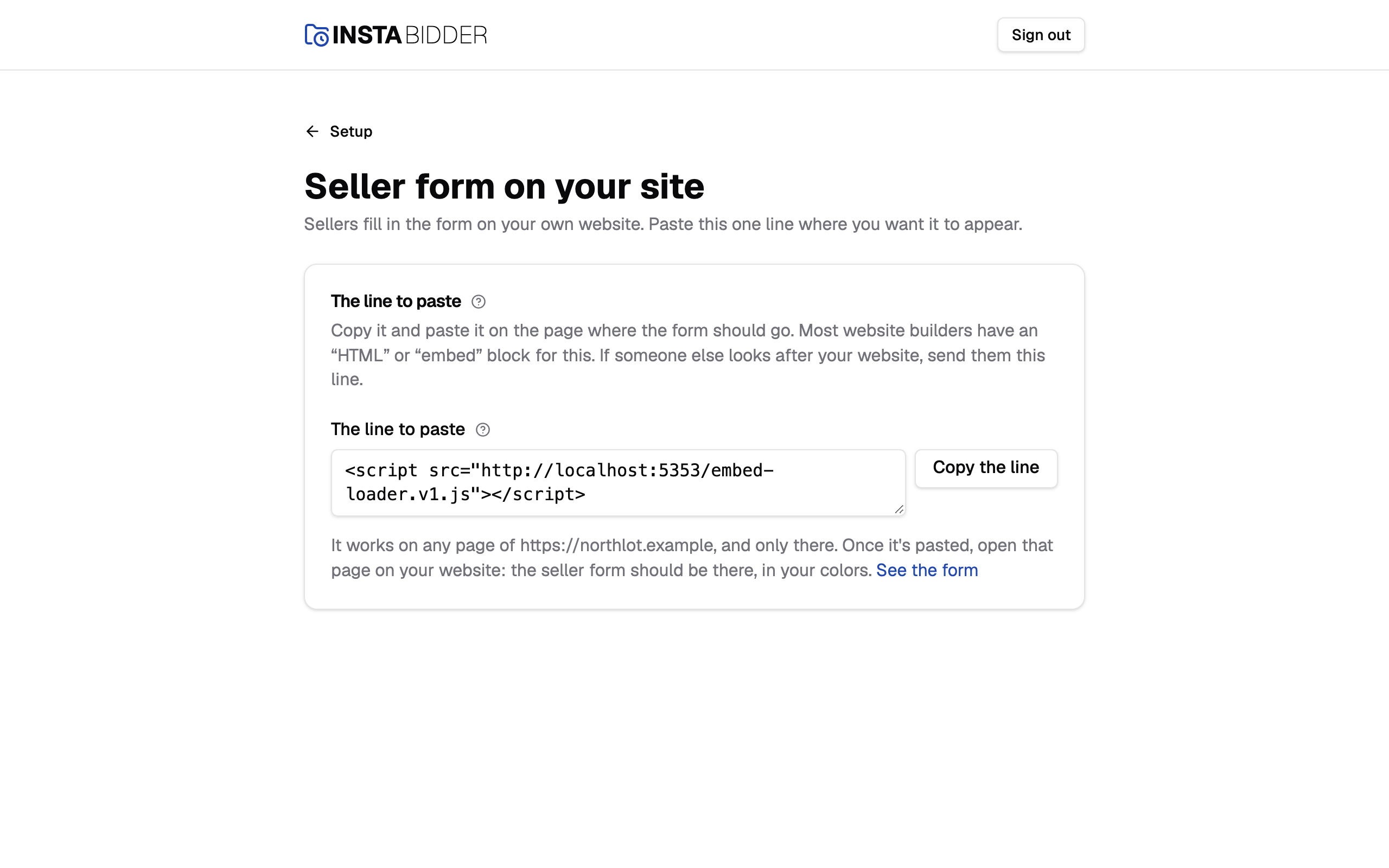 The Seller form on your site step